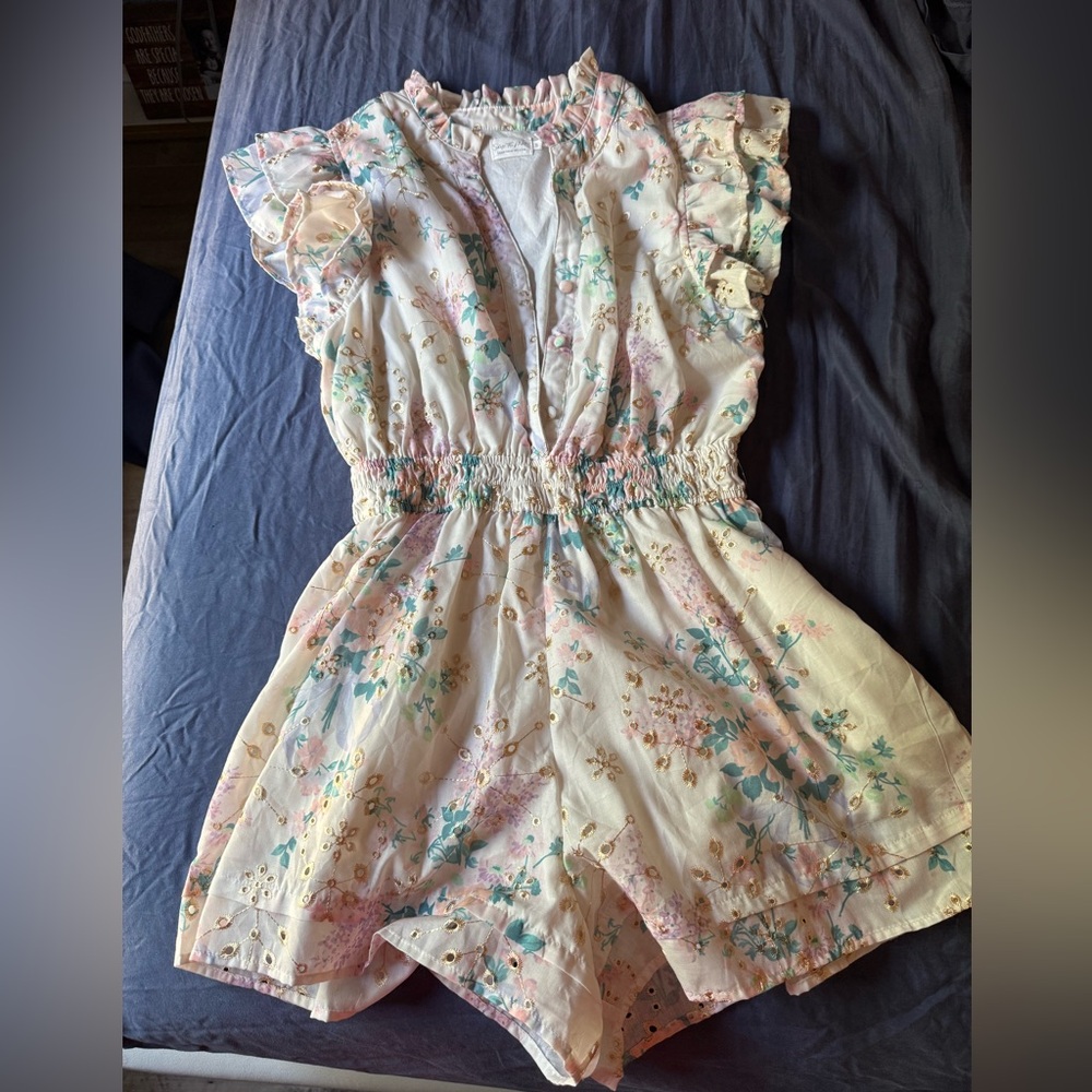 Floral Ruffle Sleeve Romper